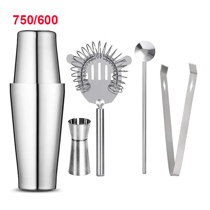 1/6/9/11pcs Boston Shaker Professional Stainless Steel Bartender Wine Cup Cocktail Mixer Martini Cocktail Shaker Bar Set