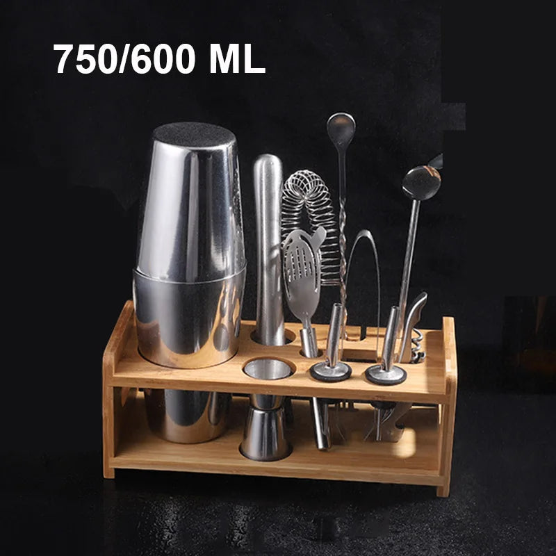 1/6/9/11pcs Boston Shaker Professional Stainless Steel Bartender Wine Cup Cocktail Mixer Martini Cocktail Shaker Bar Set