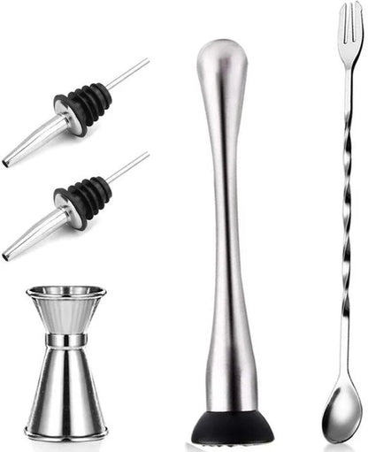 Professional Bar Tools,Stainless Steel Stir Bar Tool, Cocktail Stir Bar Mixing Spoon,  Cocktail Picks, Mojito Stir Bar Tool Kit