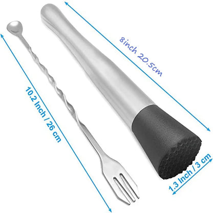 Professional Bar Tools,Stainless Steel Stir Bar Tool, Cocktail Stir Bar Mixing Spoon,  Cocktail Picks, Mojito Stir Bar Tool Kit