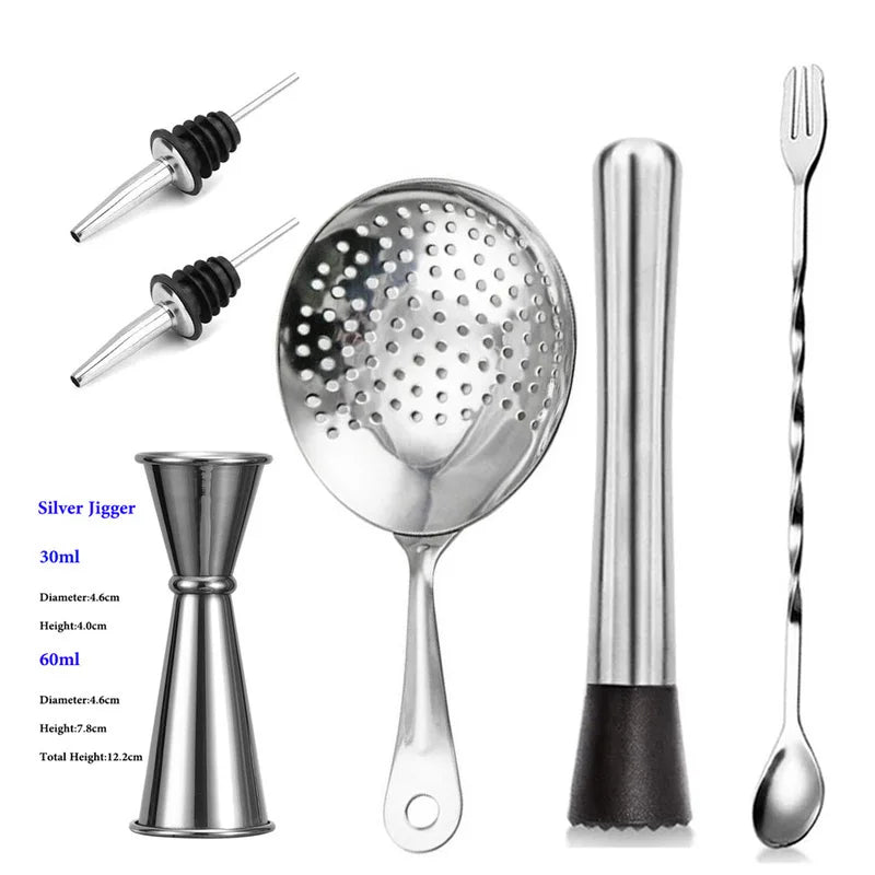 Professional Bar Tools,Stainless Steel Stir Bar Tool, Cocktail Stir Bar Mixing Spoon,  Cocktail Picks, Mojito Stir Bar Tool Kit