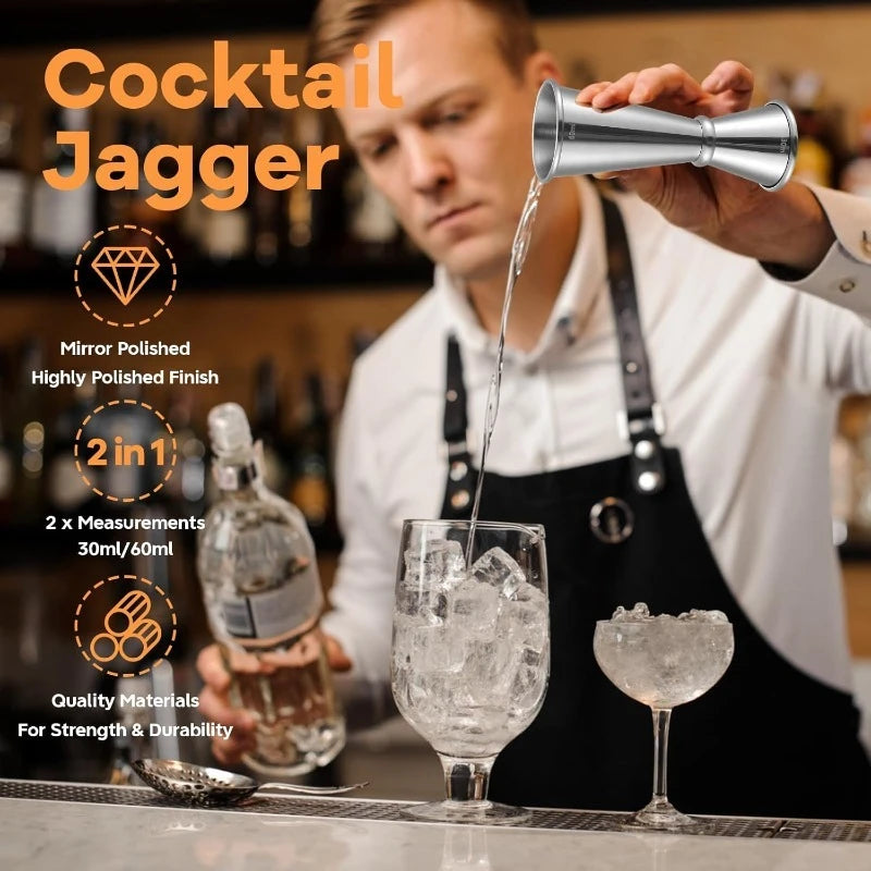Stainless Steel 30/60ml Cocktail Wine Shaker Measure Cup Double Shot Drink Spirit Measure Jigger Kitchen Supplies gadget
