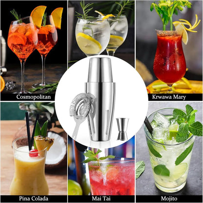 4/5pcs Professional Boston Cocktail Shaker Set Cocktail Mixer Martini Cocktail Shaker Bar Set Stainless Steel Bartender Wine Cup