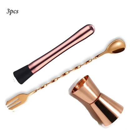 Professional Bar Tools,Stainless Steel Stir Bar Tool, Cocktail Stir Bar Mixing Spoon,  Cocktail Picks, Mojito Stir Bar Tool Kit